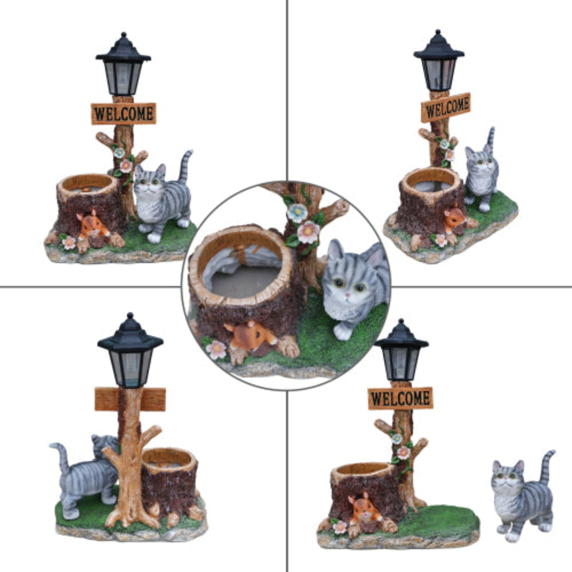 Cat Shaped Planter Statue with Lovely Appearance for Succulent and Flower Planting