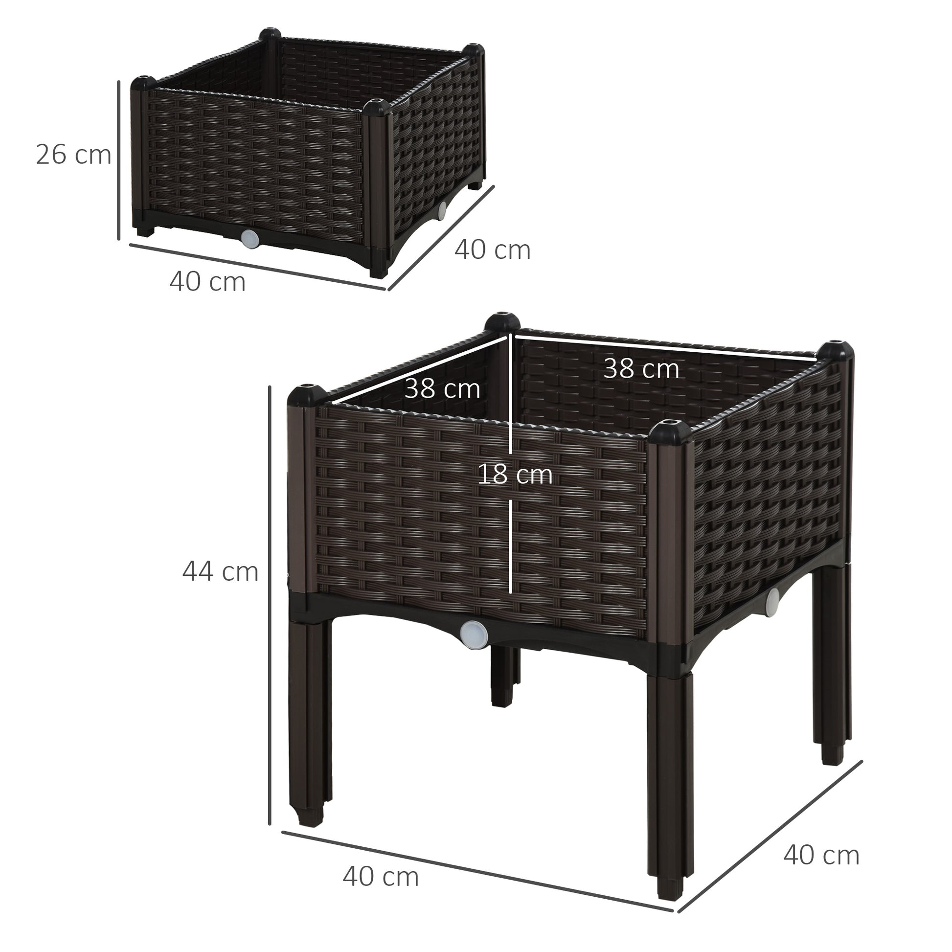 2 Tier Raised Garden Bed Wagon Planter Boxes with Drainage for Vegetables Flowers Herbs Outdoor