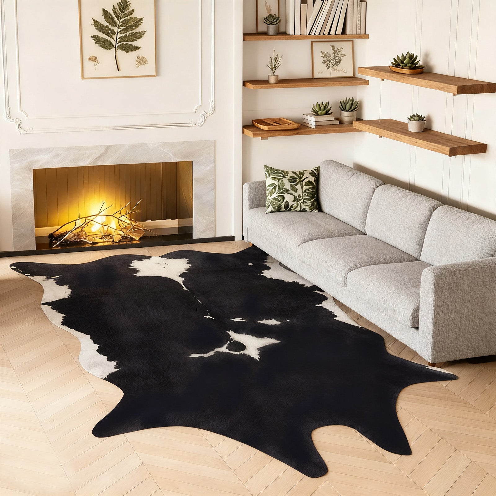 Faux Cowhide Rug 61x74.8 Inch, Western Animal Skin Carpet for Living Room Bedroom, Cowboy Cowgirl Home Decor
