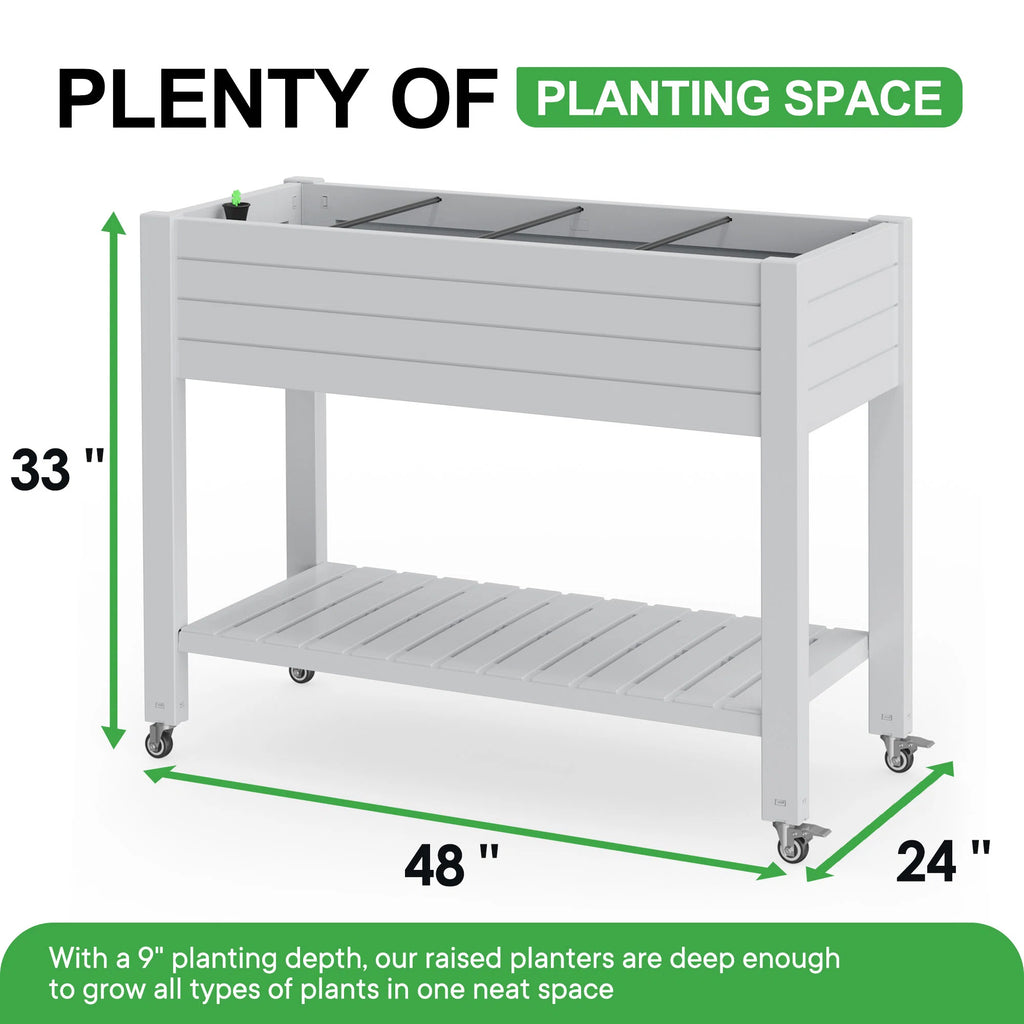 Garden Bed with wheels, Outdoor Planter Box for Vegetables, Flowers & Herbs, 21 Gallon Raised Planter