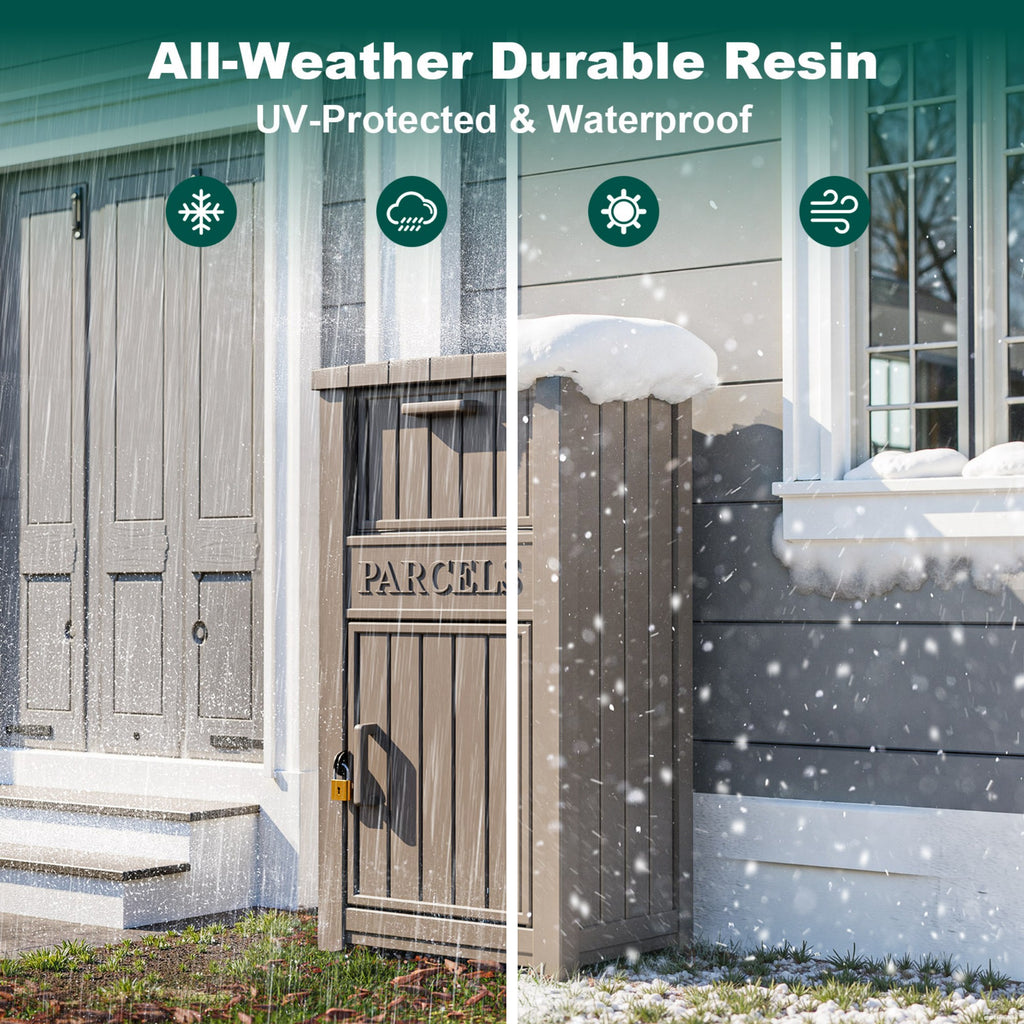 Large Package Delivery Box,Waterproof Deck Box for Porch & Patio,Lockable Resin Outdoor Storage Box