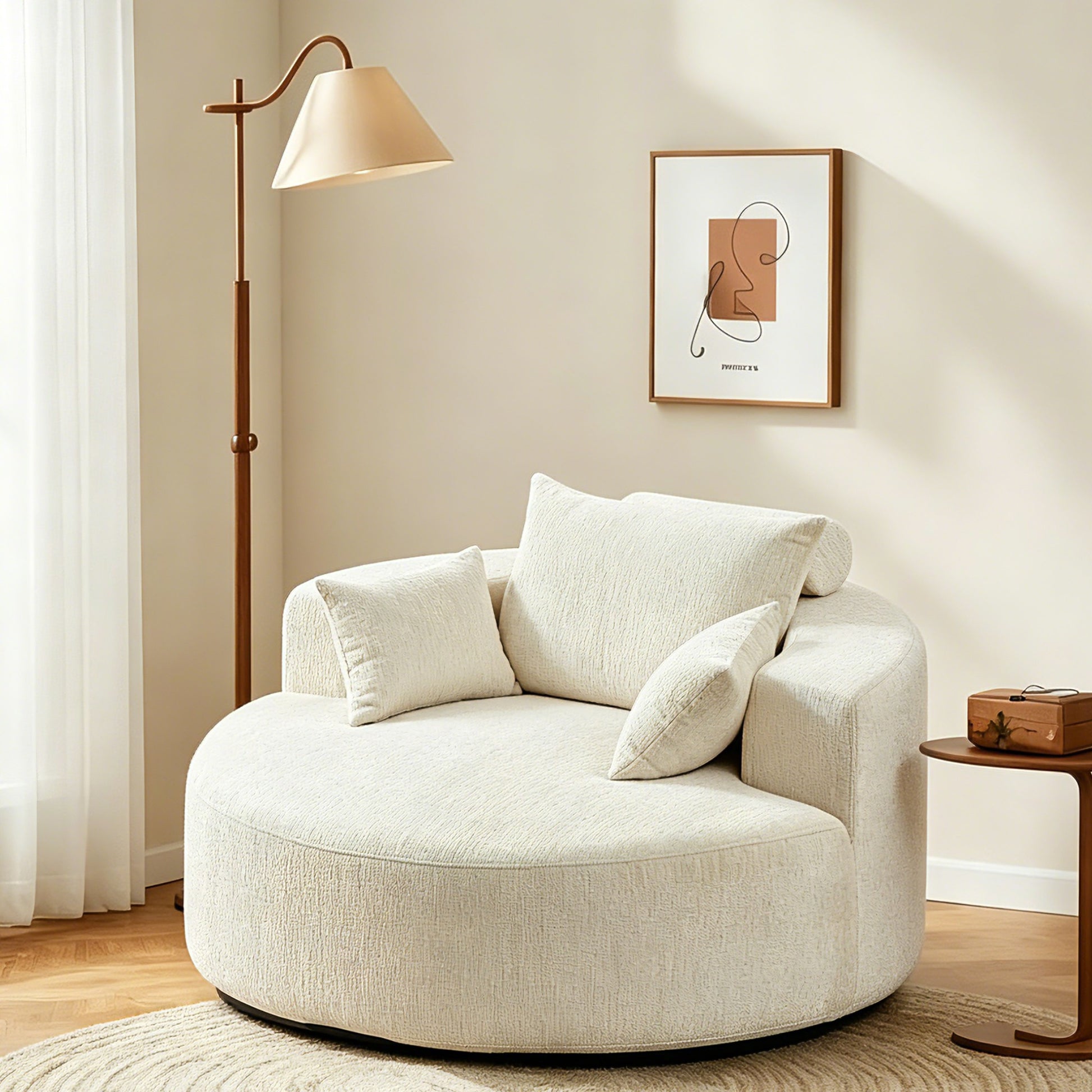 Plush Corduroy Sleeper Chair No Assembly Comfortable Single Sofa for Home Living Space