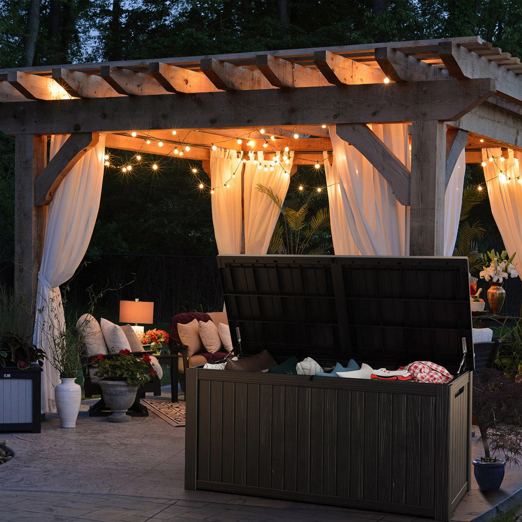 Chic Crate - StormArmor 180Gal LockPro Deck Box - Hurricane-Proof HDPE Resin w/ QuadLock & UV360 Shield - Mega Outdoor Storage for Pool/Patio Tools