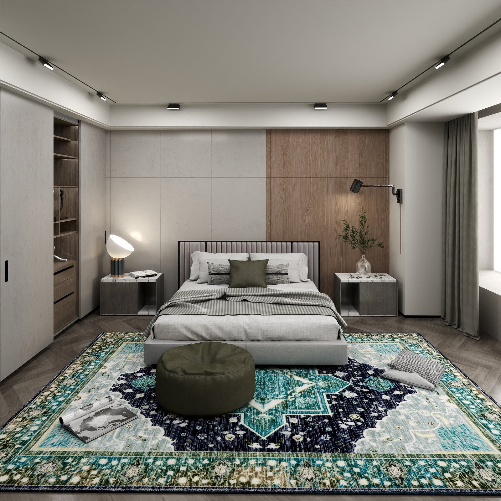 5x7ft Washable Abstract Print Multi-Color Area Rug, Thin Distressed Non-Slip Carpet for Living Room Bedroom,  Home Decor