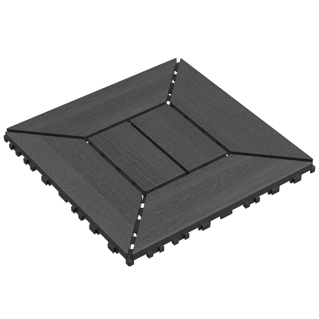 Chic Crate 44 Pack 12'' Interlocking Plastic Deck Tiles – Dark Gray, Waterproof