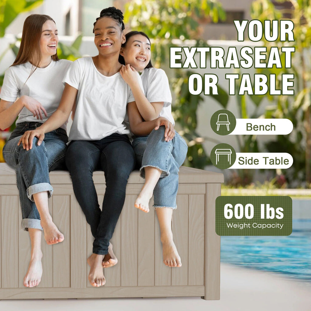 Chic Crate - Force 120Gal Deck Box - Hurricane-Proof HDPE Resin w/ SmartLock Pro & NanoShield - Patio/Garden/Pool Storage