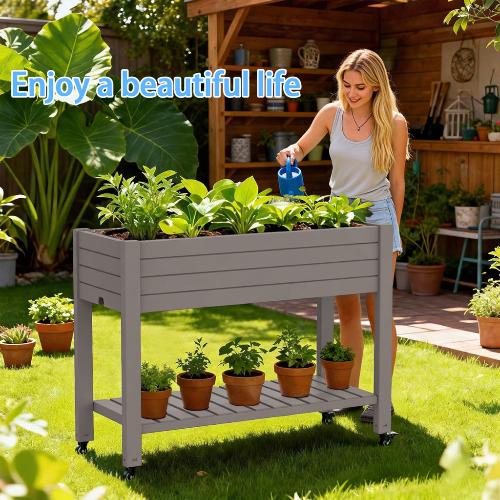 Garden Bed with wheels, Outdoor Planter Box for Vegetables, Flowers & Herbs, 21 Gallon Raised Planter