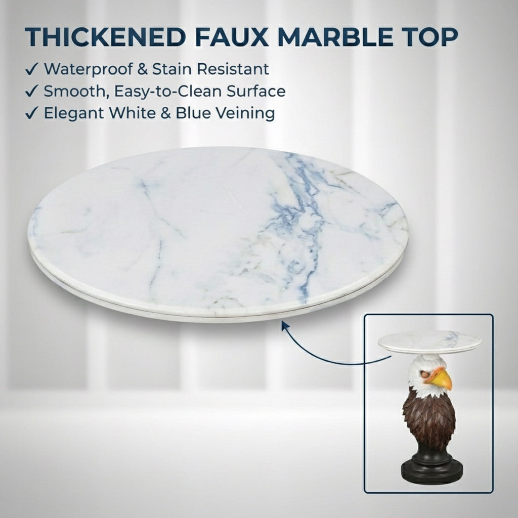 Eagle Head Accent Table, Animal Statue End Table for Living Room Home Decor
