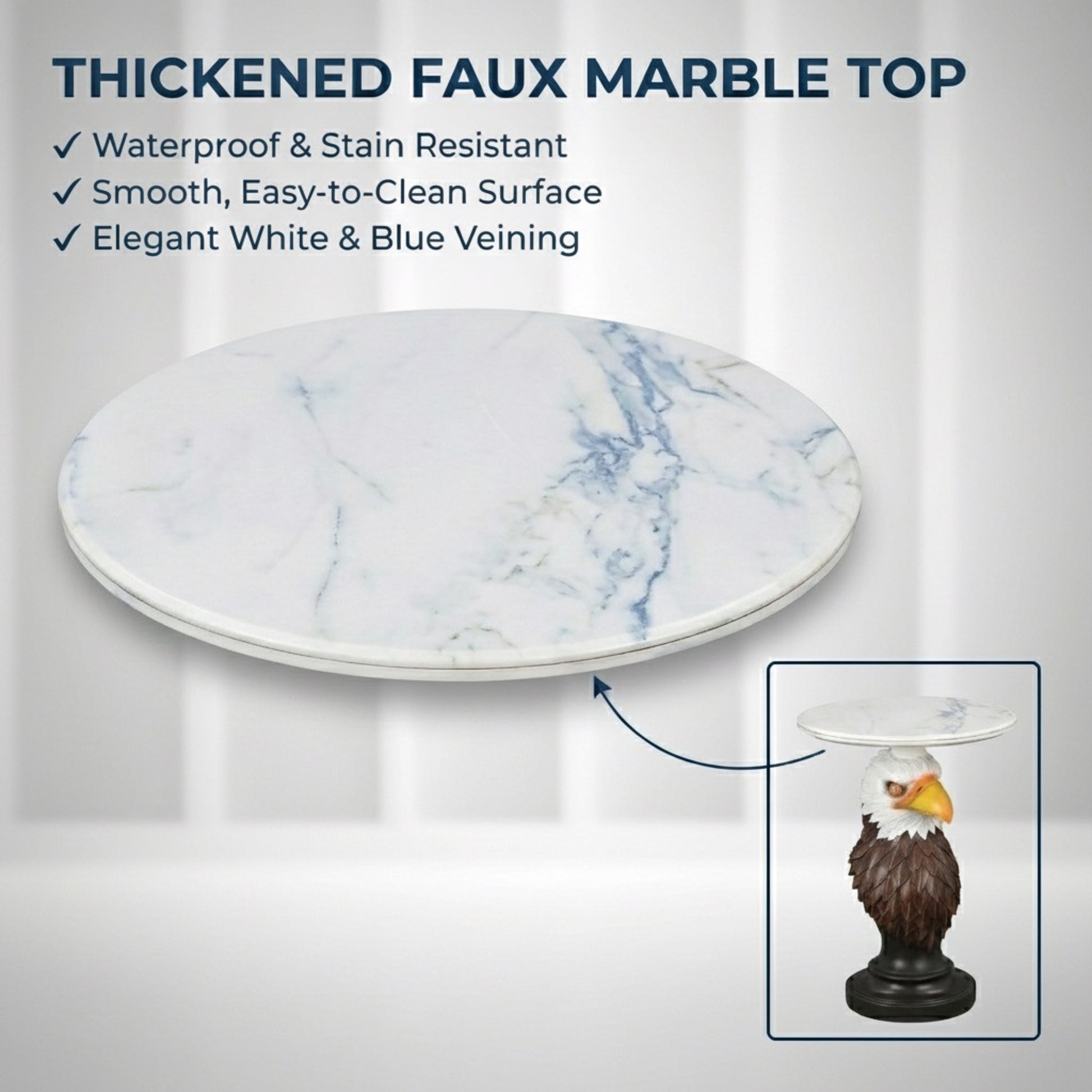 Eagle Head Accent Table, Animal Statue End Table for Living Room Home Decor