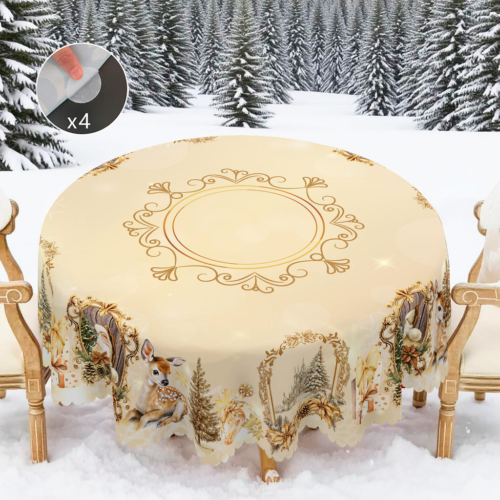 Christmas Tablecloth, Santa Claus and Christmas tree Stain-Resistant Table Cover for Dining Table Holiday Decor