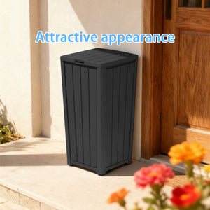 23 Gallon Outdoor Trash Bin, Resin Manual Lift Garbage & Recycling Storage Deck Box with Lid