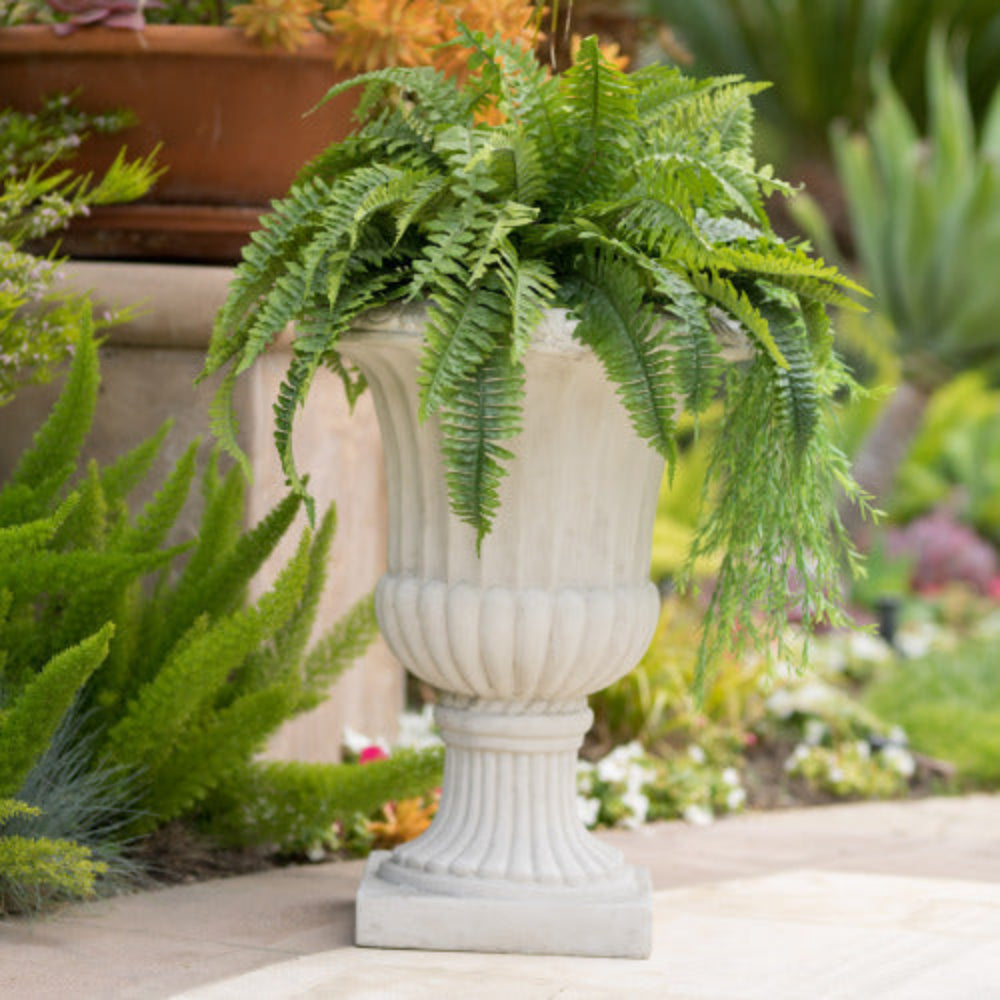 26 Inch Antique White Italian Urn Planter, Classic Indoor Outdoor Decorative Flower Pot for Patio Garden Living Room, Handmade Unique Design