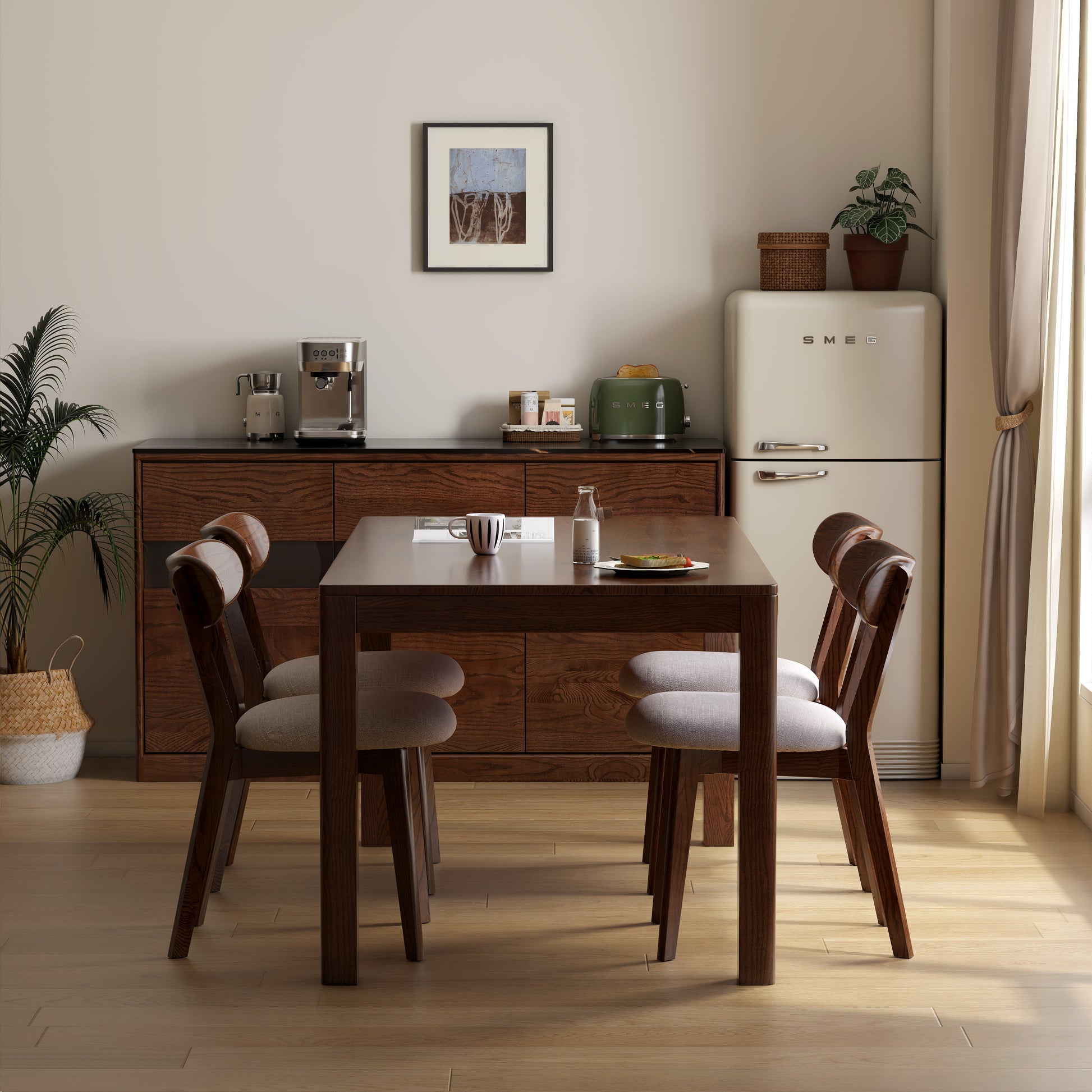 Set of 2/4 Solid Oak Wood Dining Chairs, Farmhouse Natural Wood Finish - 47.5x55.5x78cm