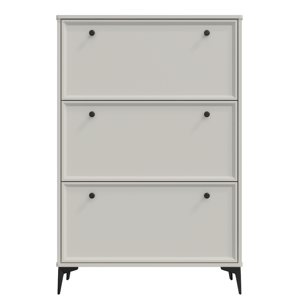 Chic Crate-Modern White Shoe Cabinet – 3 Flip-Drawer | Entrance/Narrow | Hidden Design | Independent Legs