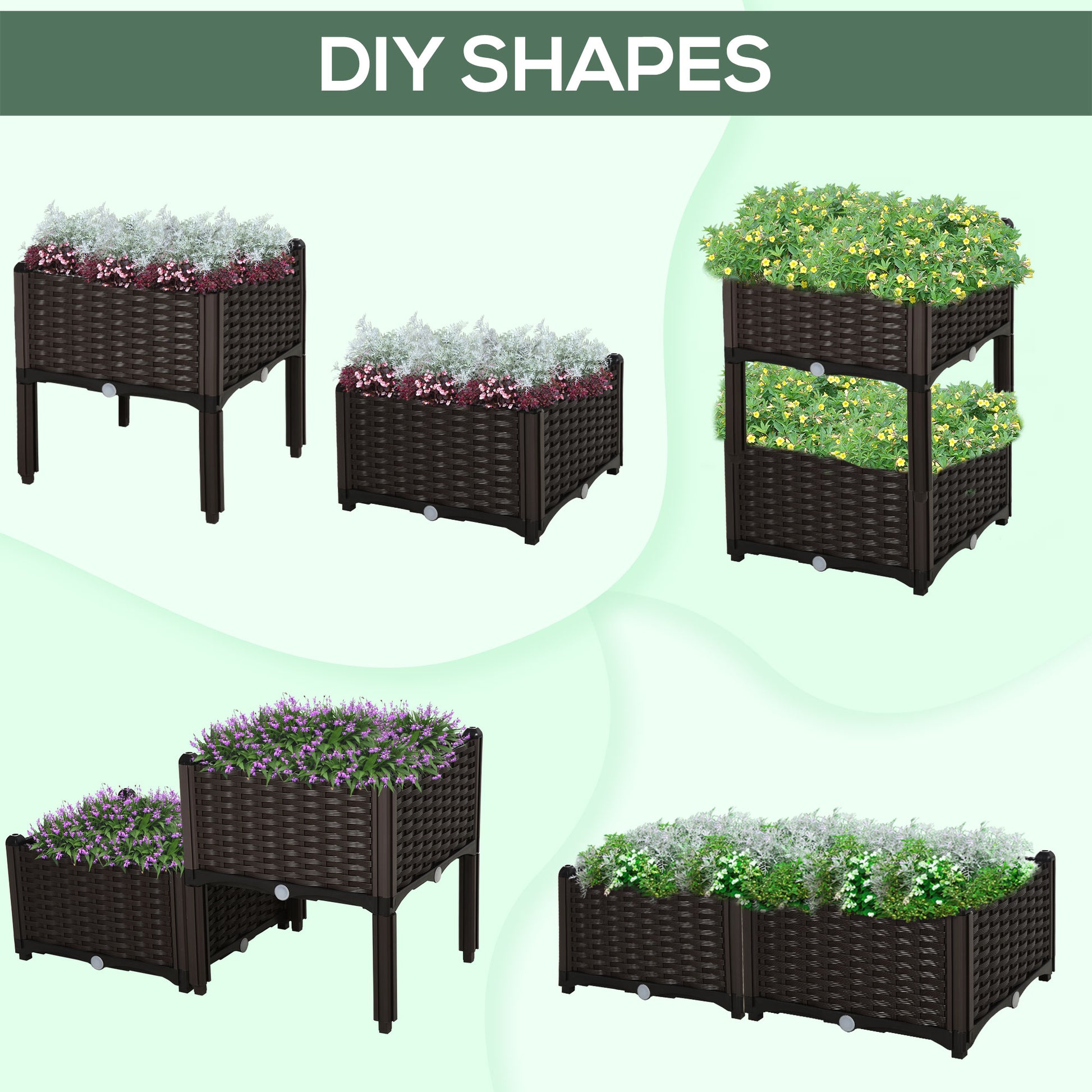 2 Tier Raised Garden Bed Wagon Planter Boxes with Drainage for Vegetables Flowers Herbs Outdoor