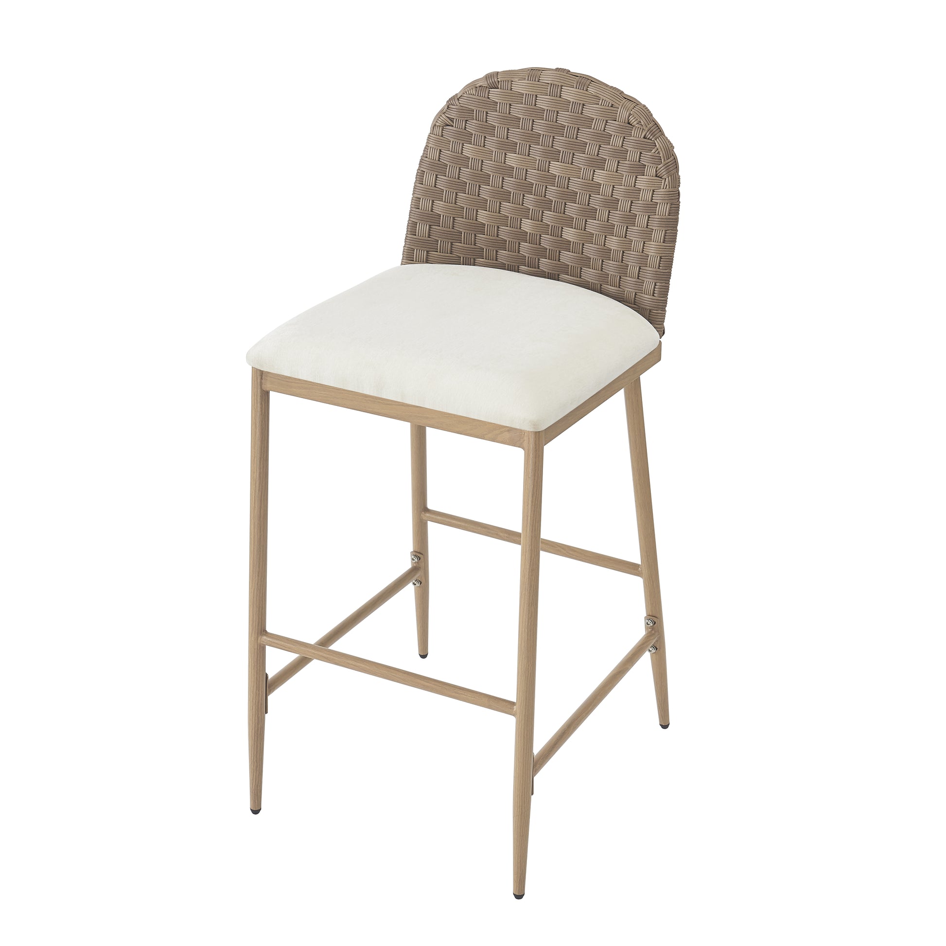 Farmhouse Barstools with Woven Rattan Back & Padded Seat - 29.5" Height (Set of 2)
