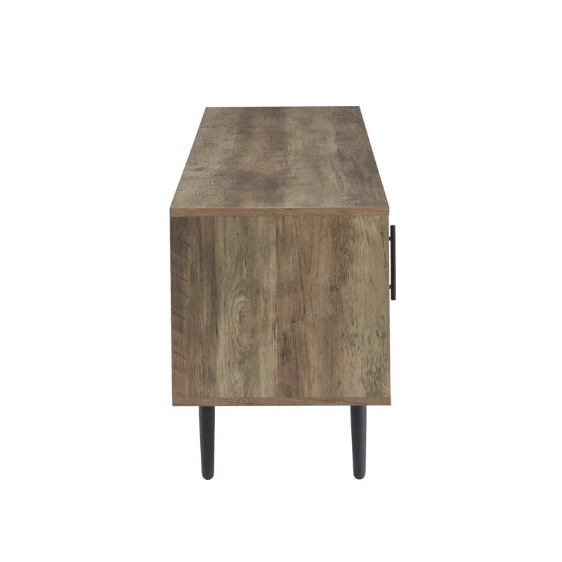 Chic Crate - Bryner Mid-Century Rustic Oak TV Stand for 70" TVs w/ Storage & Cable Management