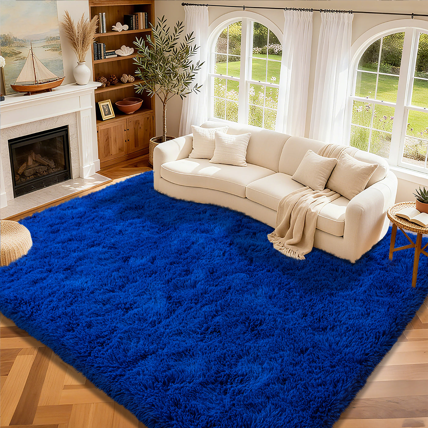 Soft Shag Area Rug 6x9 for Living Room or Bedroom, Fluffy Non-Slip Plush Carpet, Cozy Fuzzy Indoor Rug