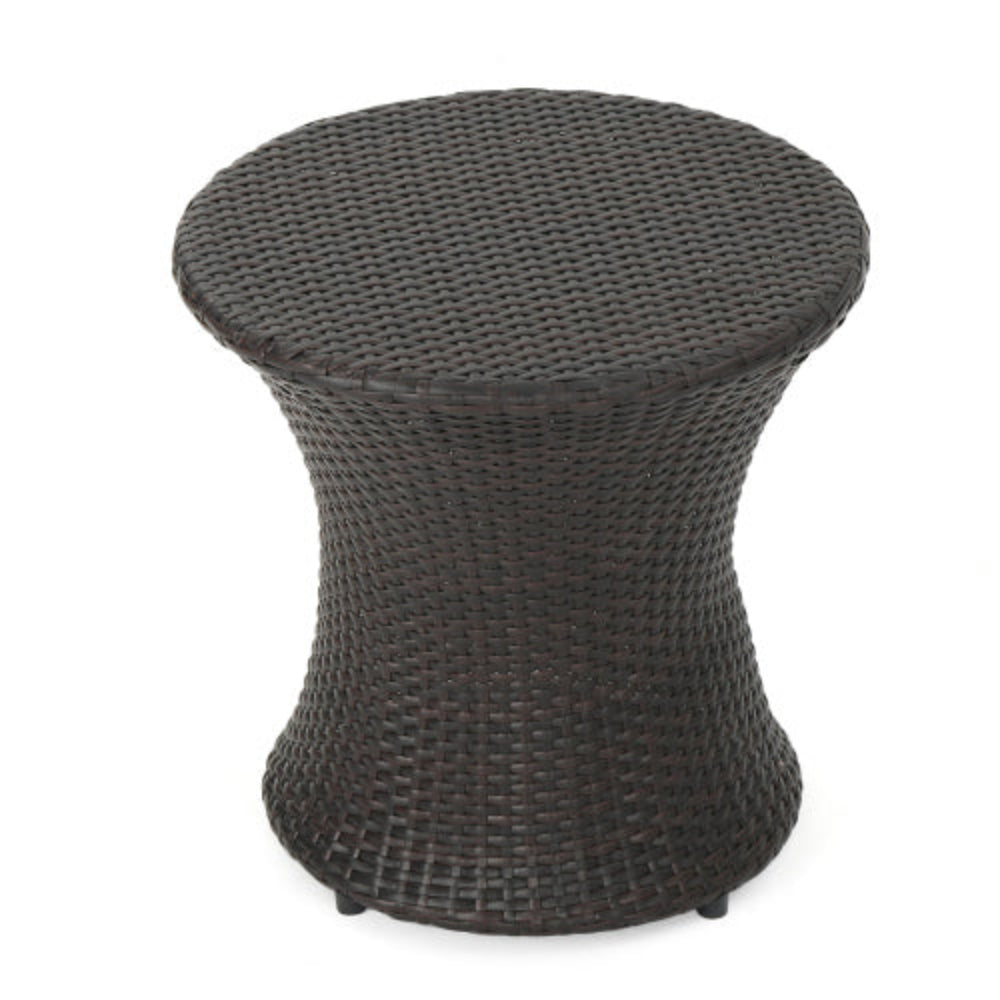Compact Outdoor Wicker End Table, Side Table with Aluminum Frame, Weather-Resistant, No Assembly Required, Versatile for Patio, Balcony, Garden