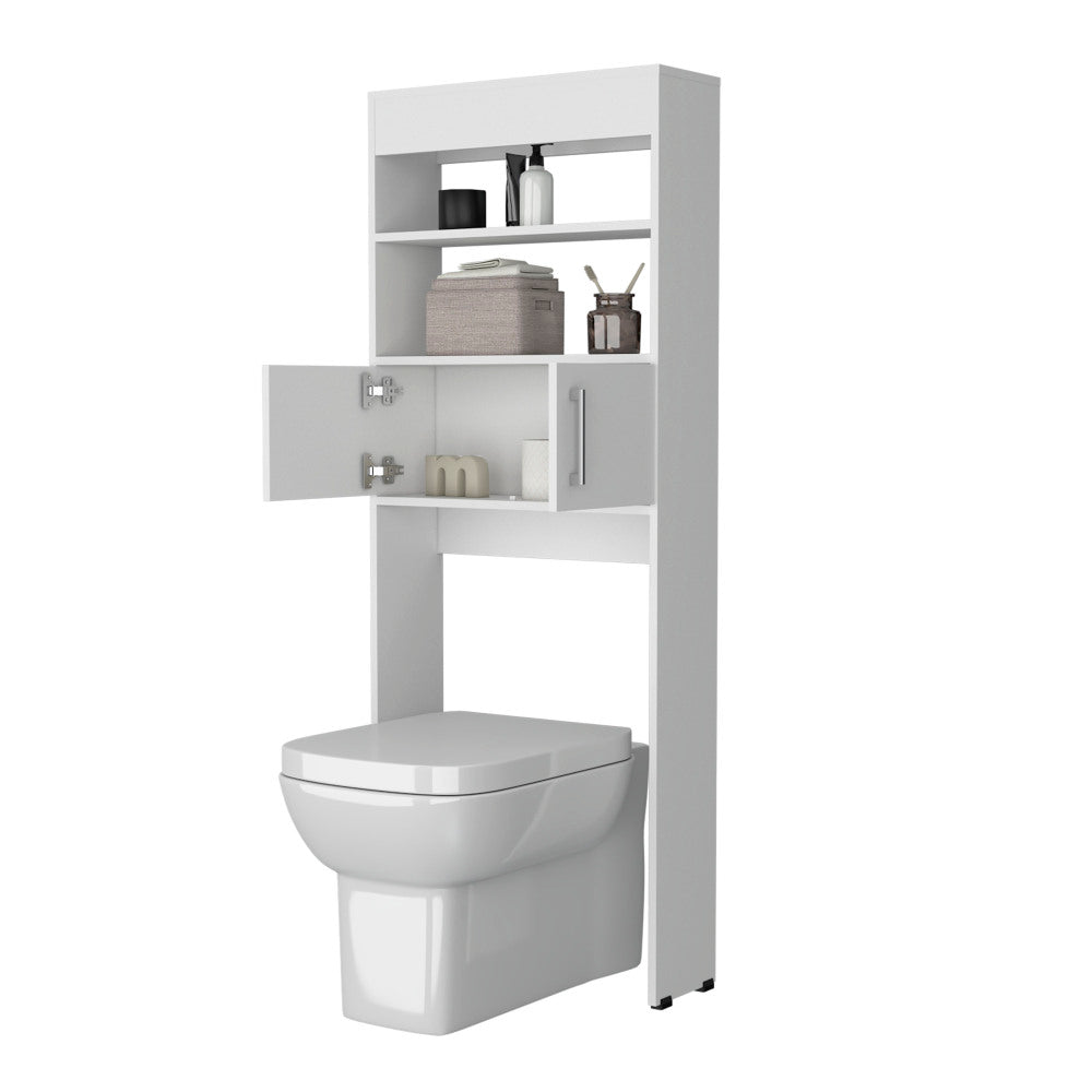 Chic Crate-Over-the-Toilet 2-Door Bathroom Cabinet – White Shelf Storage | Space-Saving Design
