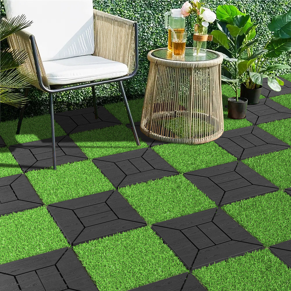 Chic Crate 44 Pack 12'' Interlocking Plastic Deck Tiles – Dark Gray, Waterproof