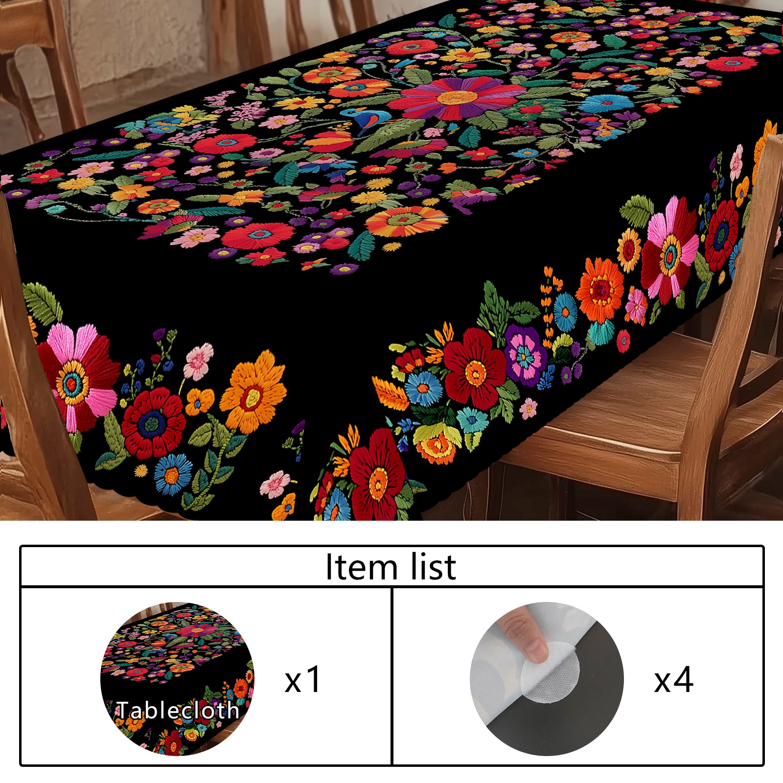 Sunflower Tablecloth with Colorful Floral Design, Dustproof Easy-Care Dining Table Cover for Indoor Outdoor Festive Decor
