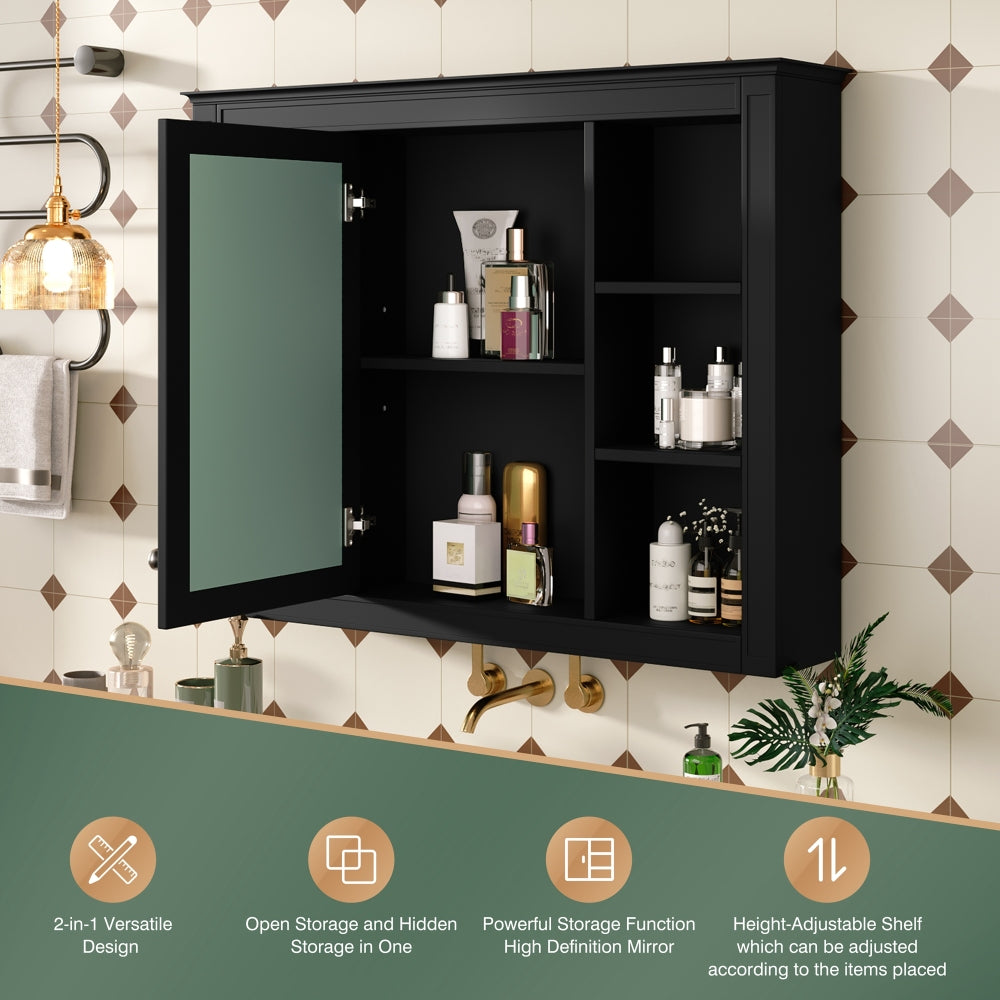 Chic Crate-Tall Bathroom Storage Cabinet – Freestanding Cabinet w/ 2 Different-Size Drawers & Adj. Shelf | MDF Painted Finish | White