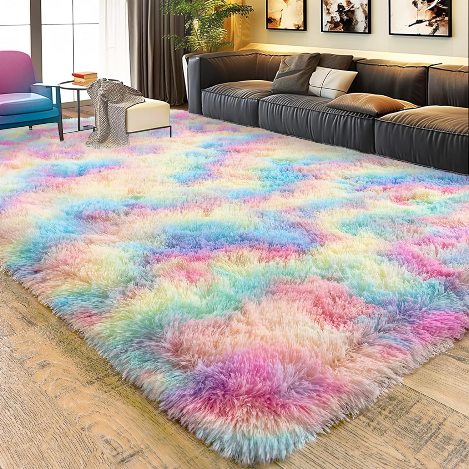 Area Rugs for Living Room Bedroom, Non-Slip Fluffy Soft Shag Carpet for Kids Home Dorm Decor