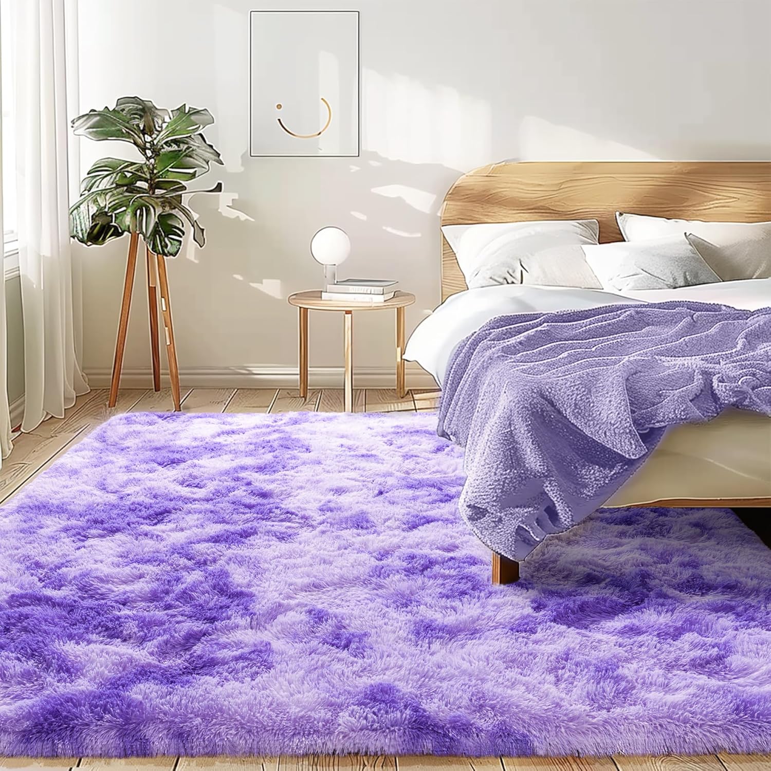 Black Shag Rug, Extra Soft 1.7" Plush Mat, Non-Slip, 100% Polyester for Bedroom or Living Room