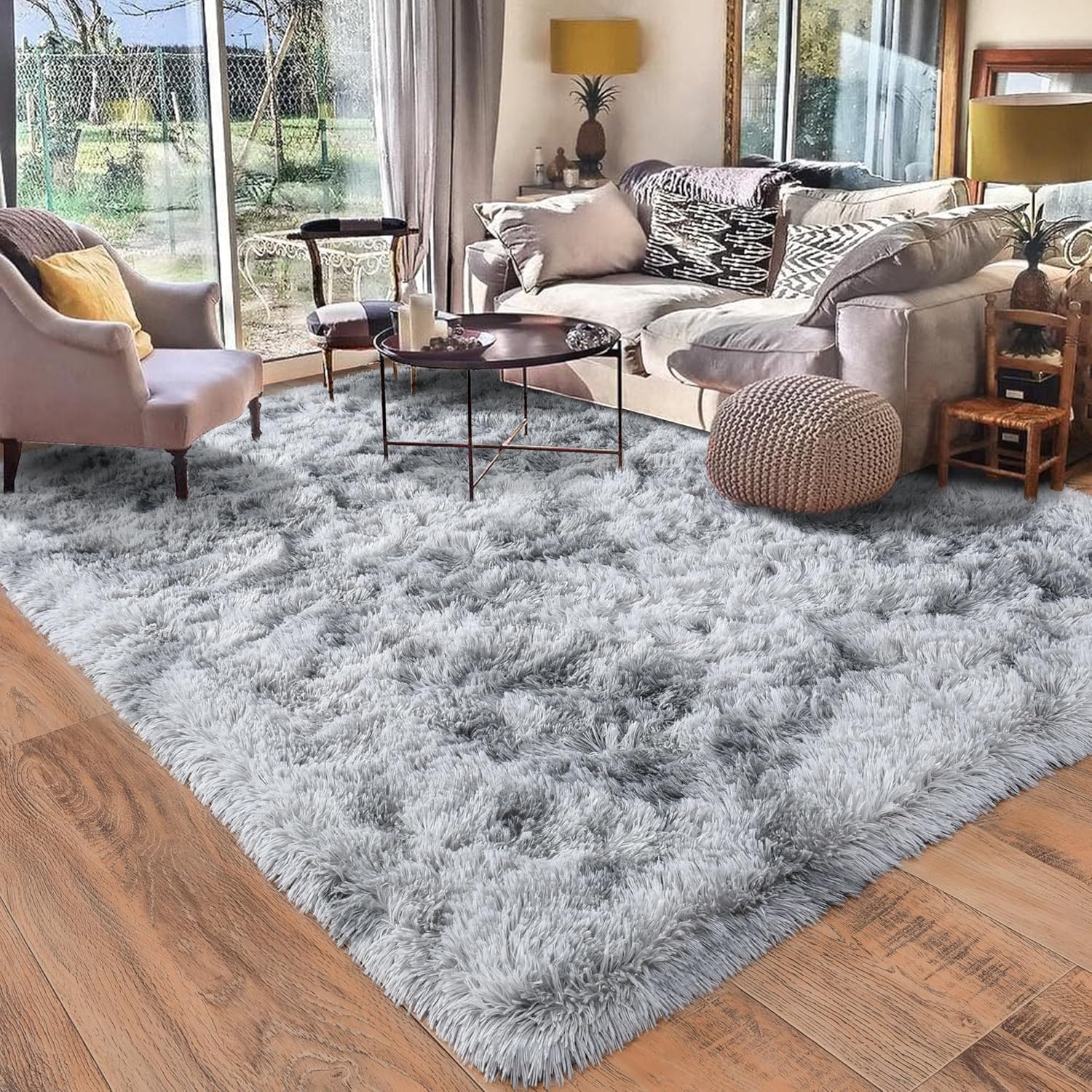4x6ft Soft Fluffy Area Rug, Non-Slip Shaggy Carpet for Bedroom Living Room, Cozy Plush Floor Rug for Home Decor