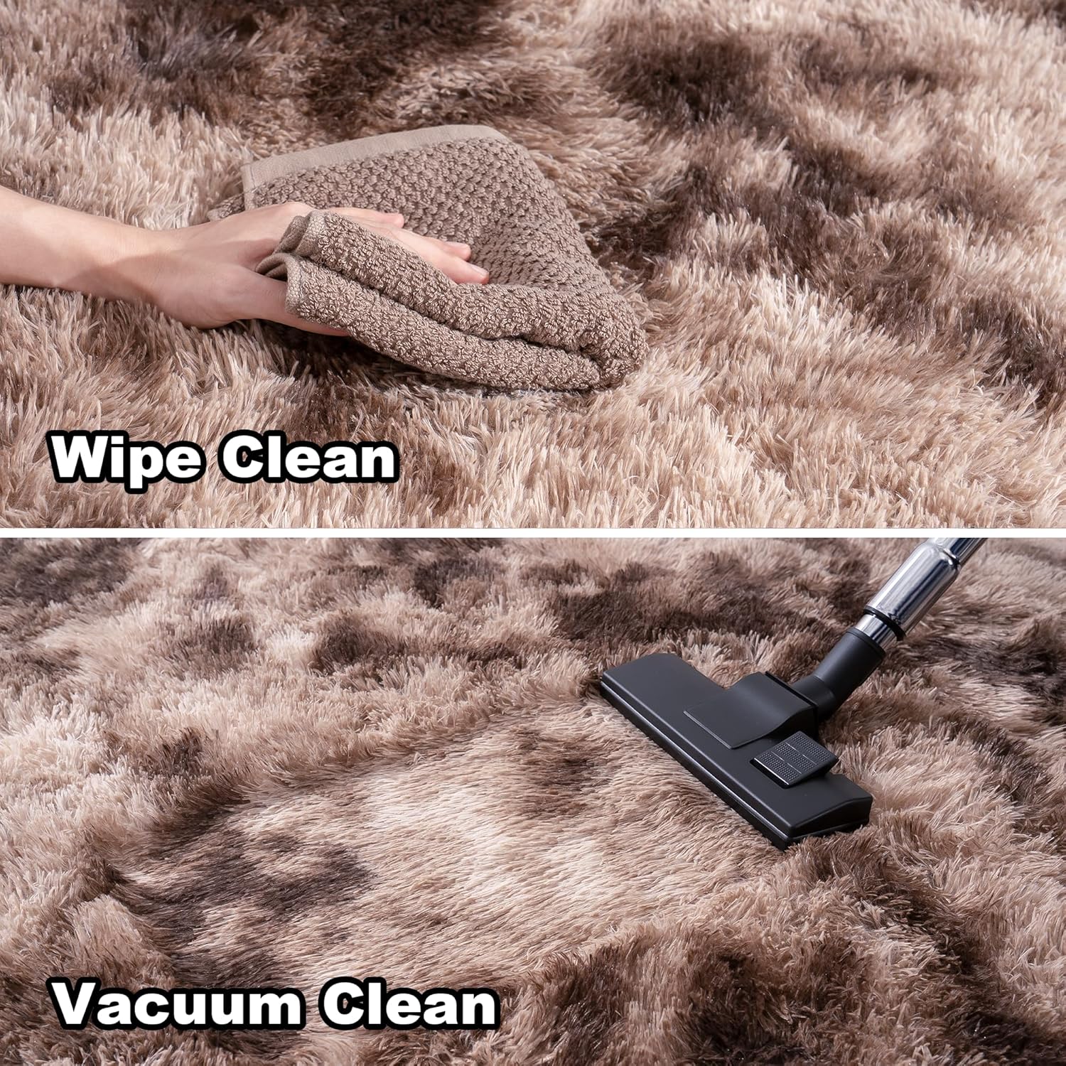 Extra Large Plush Shag Area Rug, 1.7" Thick Ultra Soft Non-Slip Tie-Dye Peacock Blue Mat