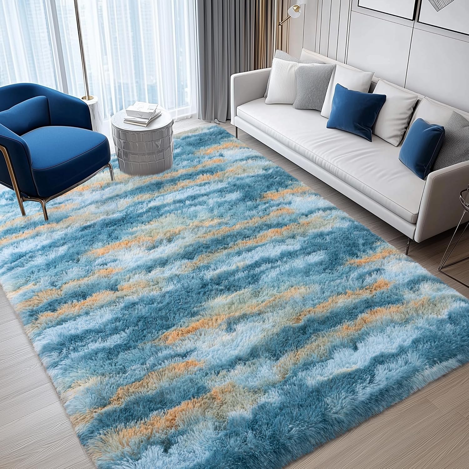 Area Rugs for Living Room Bedroom, Non-Slip Fluffy Soft Shag Carpet for Kids Home Dorm Decor