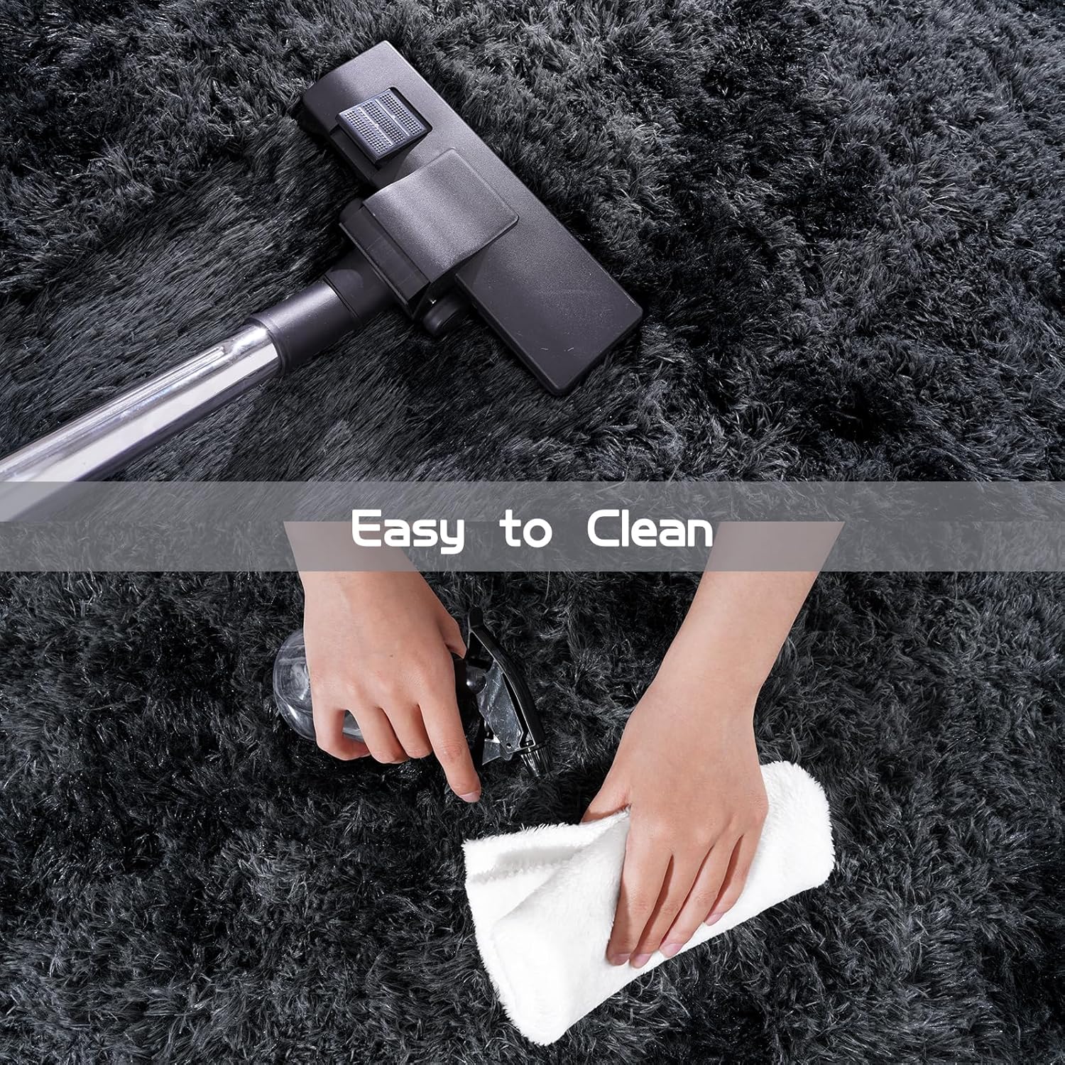 Fluffy Oval Area Rug 2.6 x 5.3 Ft, Soft Fuzzy Shag Carpet for Bedroom Bedside, Non-Slip Plush Shaggy Rug