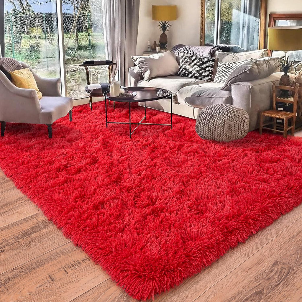 Black Shag Rug, Extra Soft 1.7" Plush Mat, Non-Slip, 100% Polyester for Bedroom or Living Room