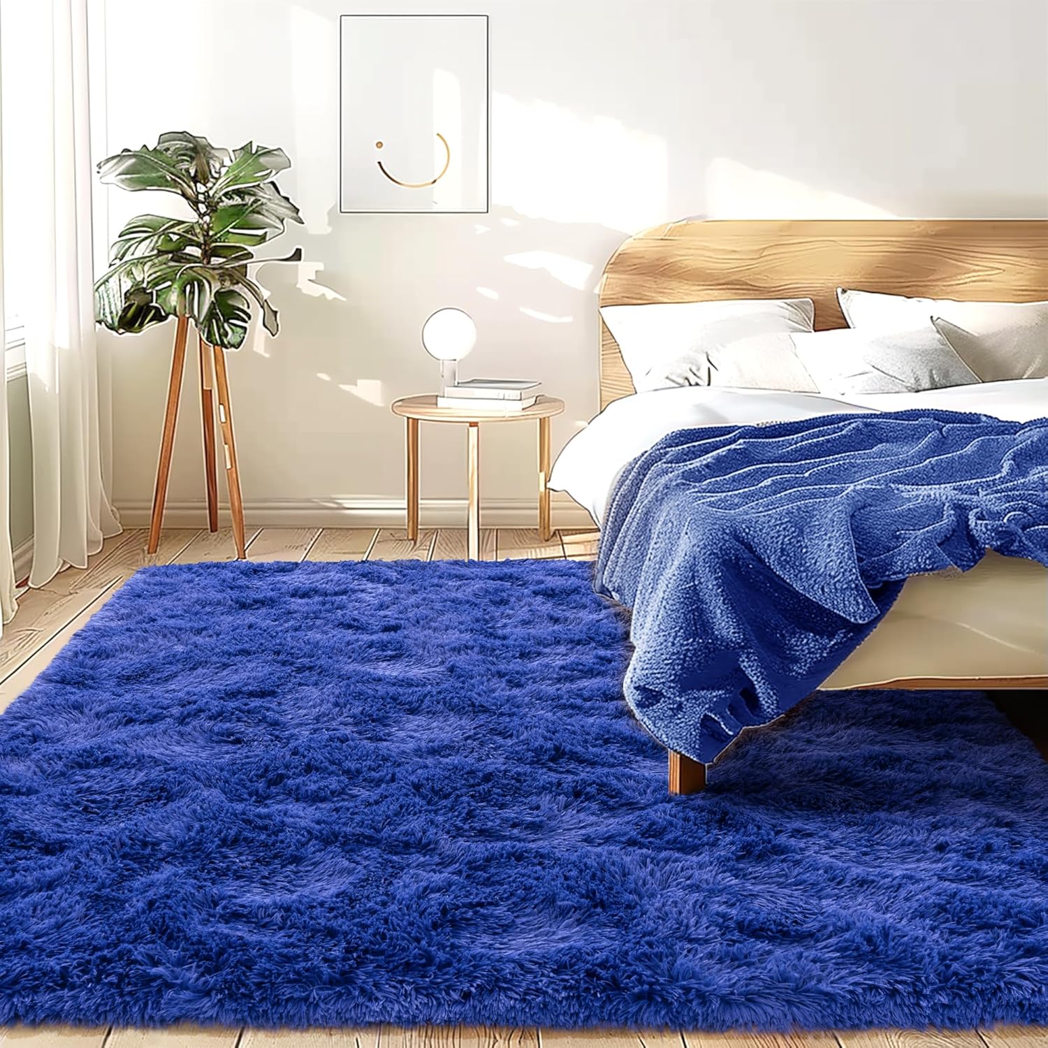 Soft Shag Area Rug 6x9 for Living Room or Bedroom, Fluffy Non-Slip Plush Carpet, Cozy Fuzzy Indoor Rug