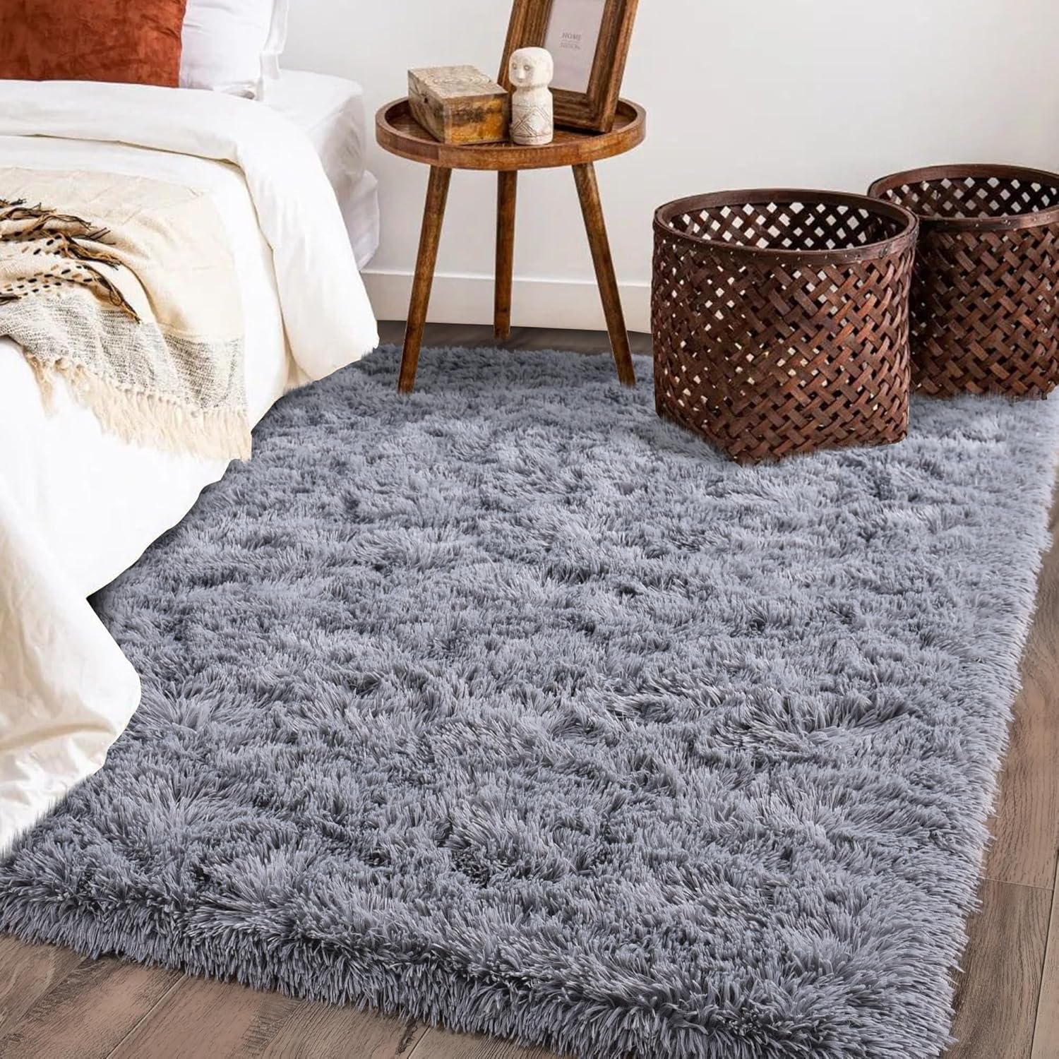 4x6ft Soft Fluffy Area Rug, Non-Slip Shaggy Carpet for Bedroom Living Room, Cozy Plush Floor Rug for Home Decor