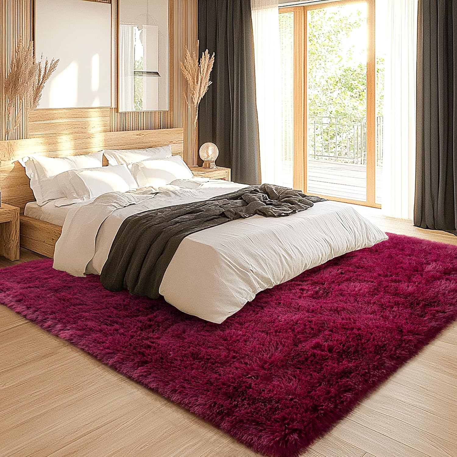 Blush Pink Shag Rug, Ultra Soft 1.7" Thick, Non-Slip, 100% Polyester, Modern Decor for Bedroom