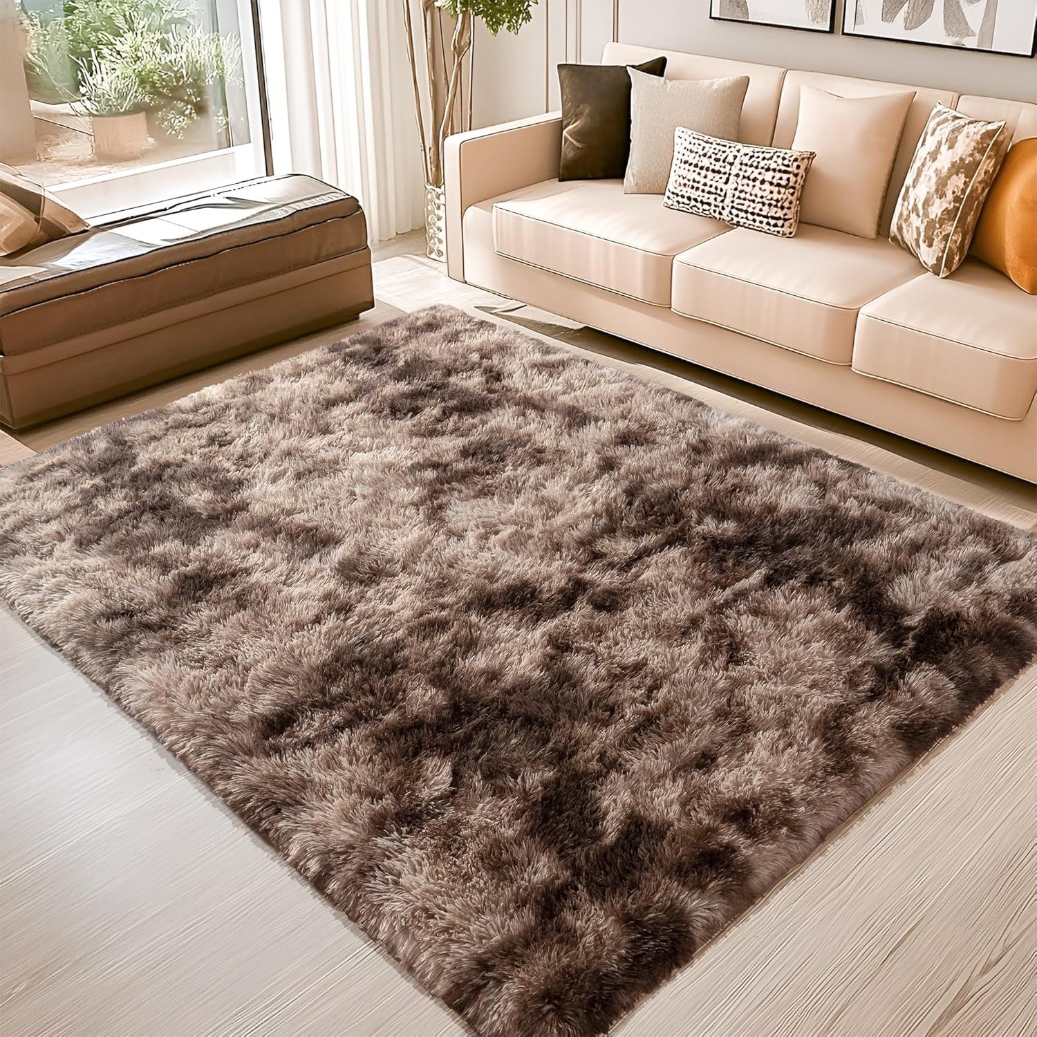 Soft Shag Area Rug 6x9 for Living Room or Bedroom, Fluffy Non-Slip Plush Carpet, Cozy Fuzzy Indoor Rug