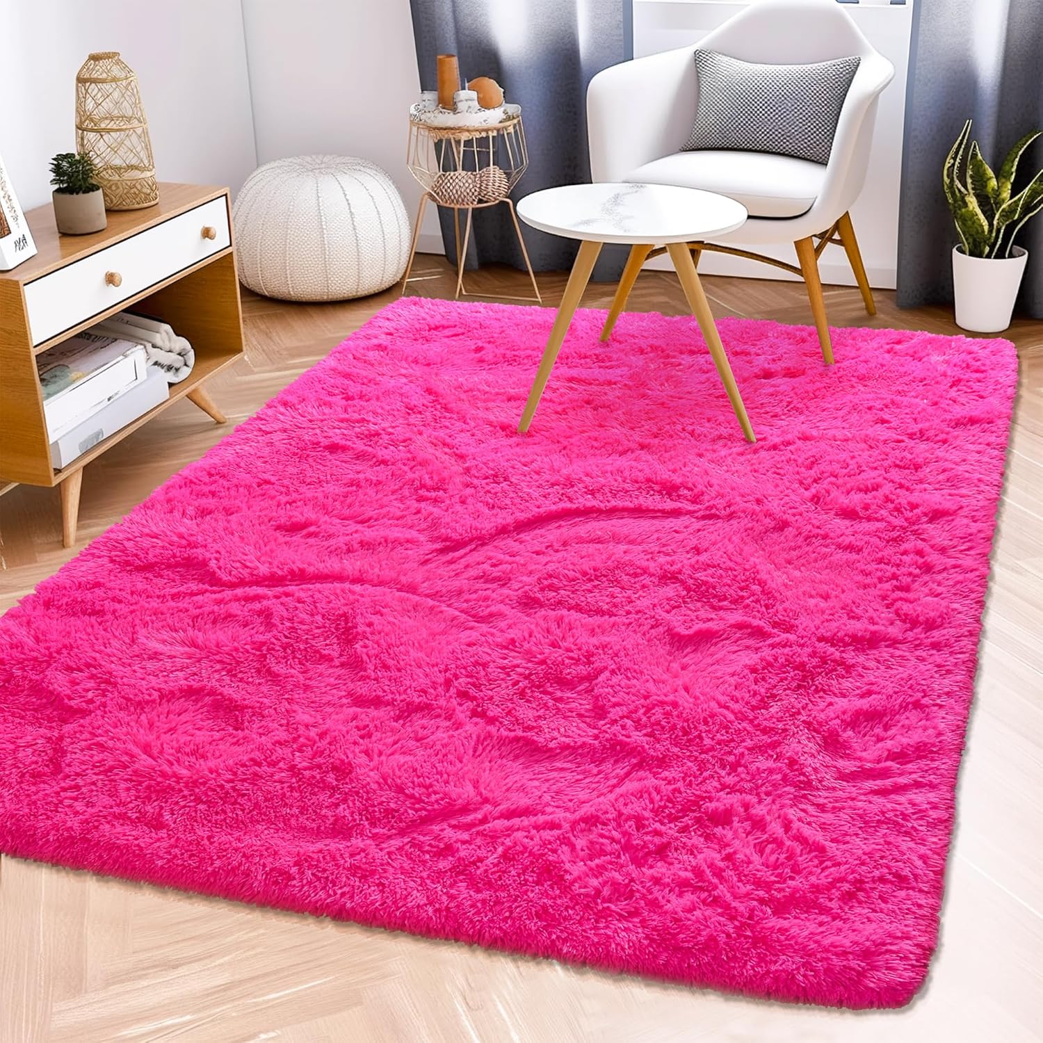 4x6ft Soft Fluffy Area Rug, Non-Slip Shag Carpet for Bedroom, Plush Living Room Rug for Home Dorm Decor