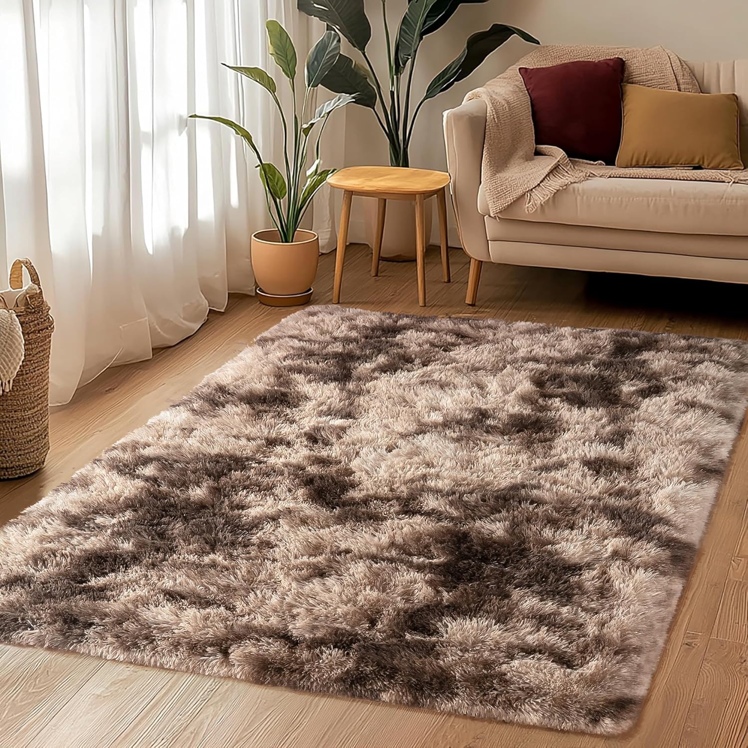 Soft Shag Area Rug 6x9 for Living Room or Bedroom, Fluffy Non-Slip Plush Carpet, Cozy Fuzzy Indoor Rug