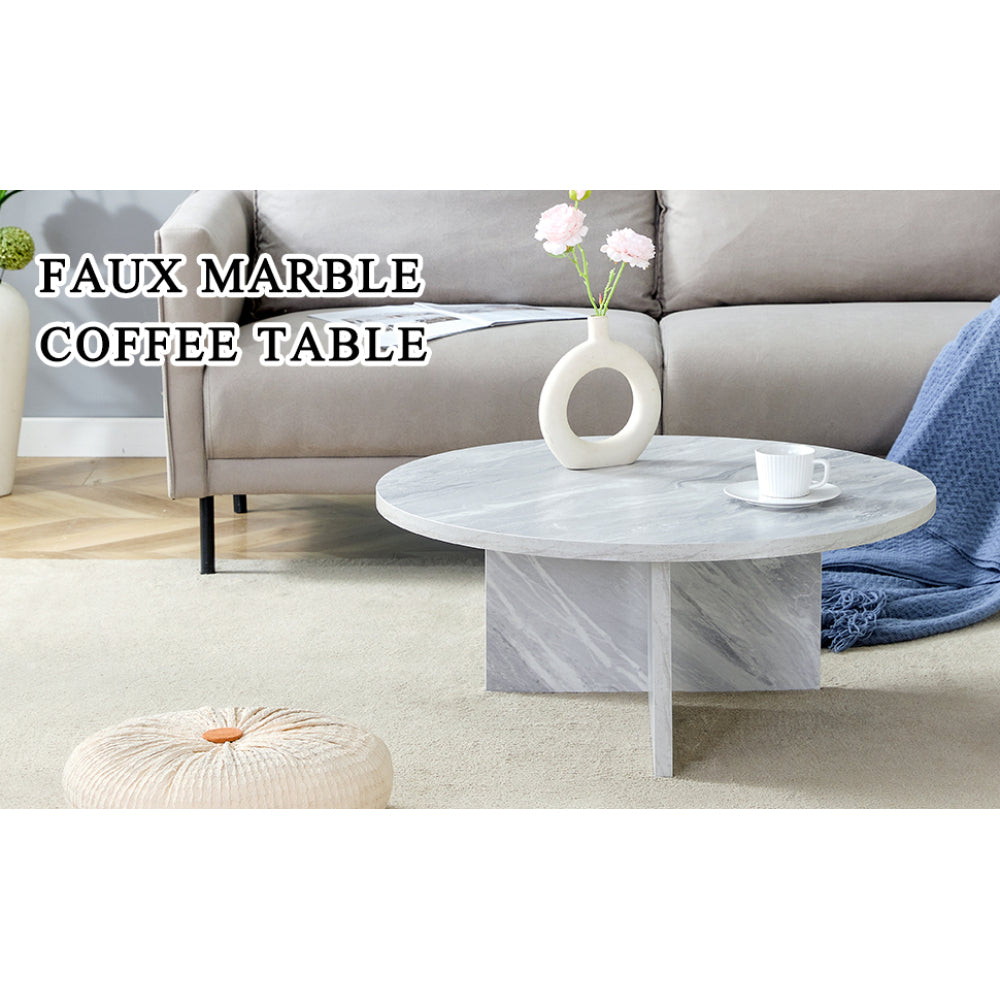 Chic Crate - Nordic Flair Minimalist MDF White Round Coffee Table, Decor Friendly Modern Style, 31.5*31.5*13.98 Inches