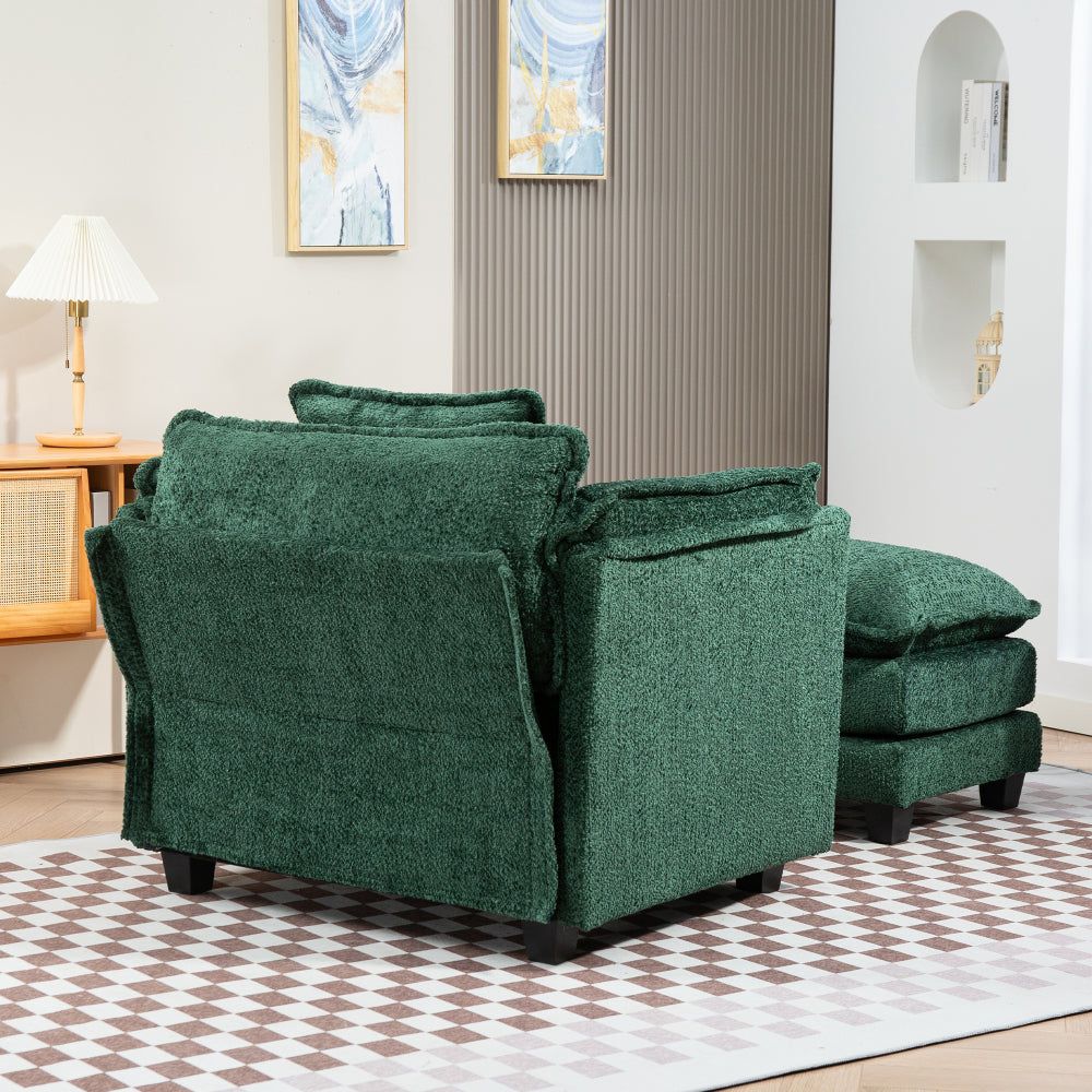Chic Crate - 55.32*39.76" Oversized Sofa Indoor,Portable ottoman,Boucle Single Sofa Bed with Wider seat,Double deep cushion,Strong wrapping of thick armrests for Living Room,Bedroom.3 Colors.