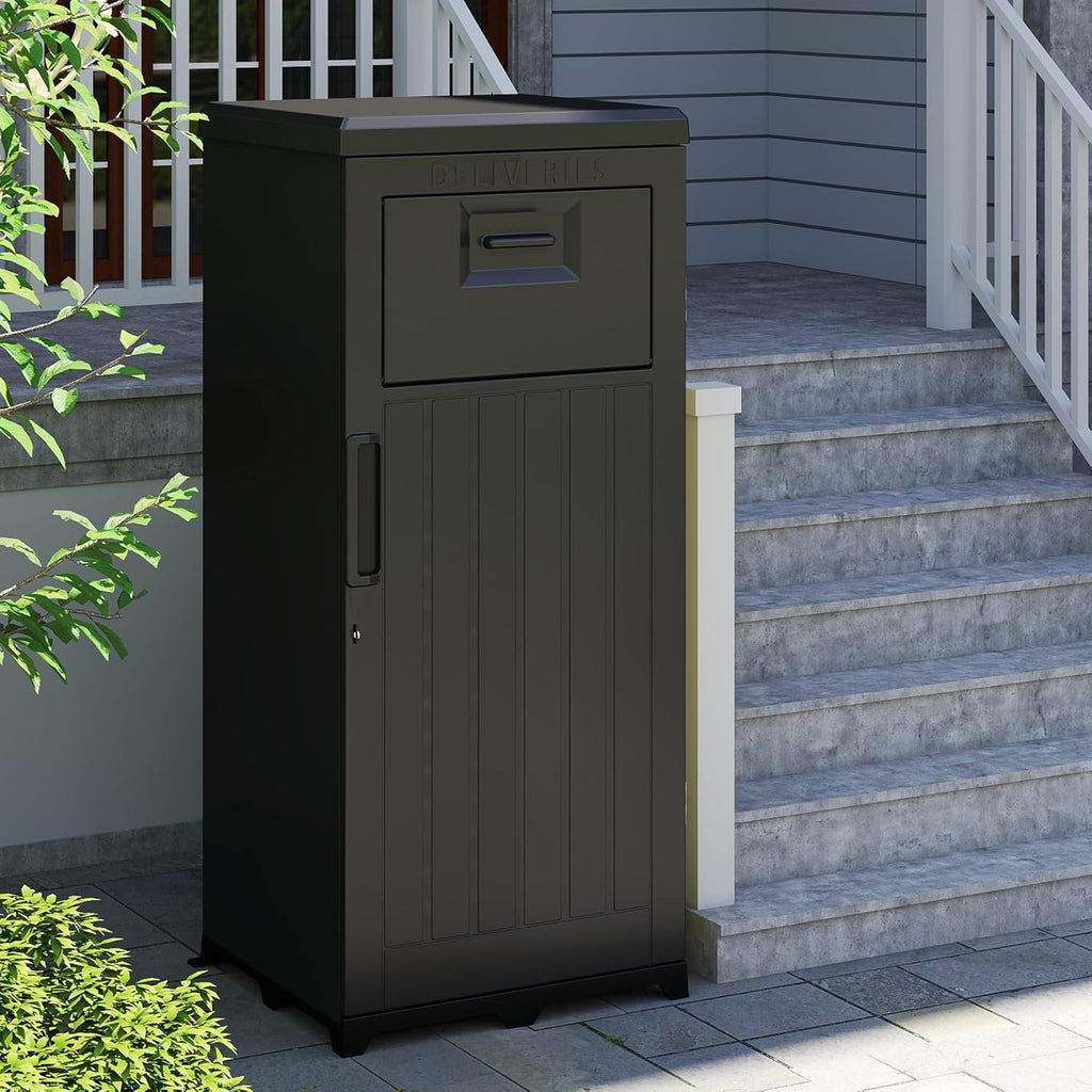 Outdoor Package Delivery Box, Large Waterproof Lockable Parcel Drop Box for Porch & Home
