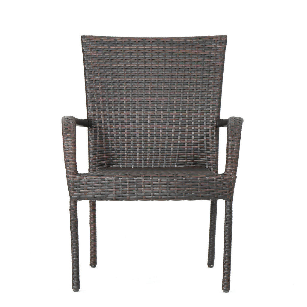 PE Wicker Stacking Outdoor Chairs 4PCS Weather Resistant Seating for Patio Garden Deck and Poolside