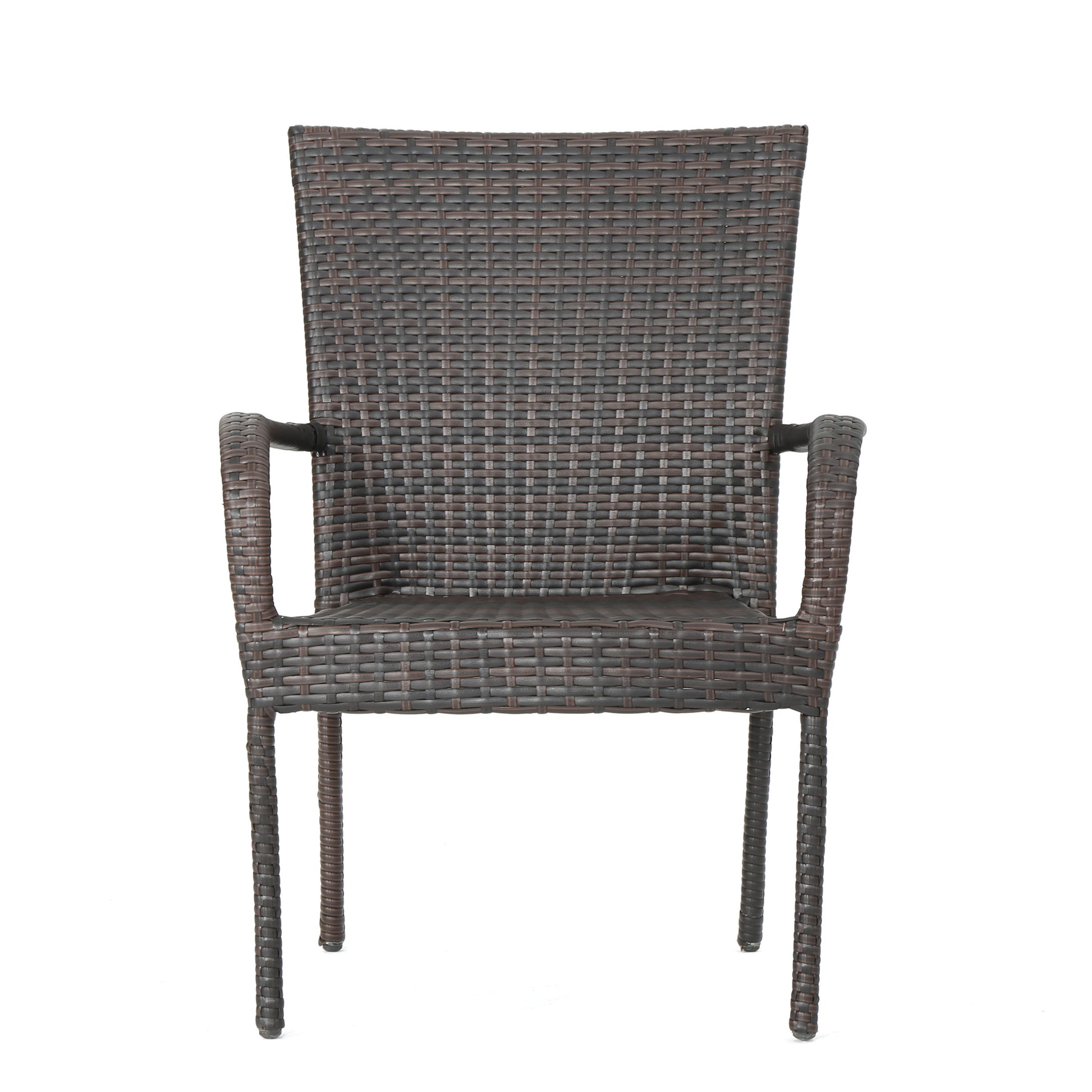 PE Wicker Stacking Outdoor Chairs 4PCS Weather Resistant Seating for Patio Garden Deck and Poolside