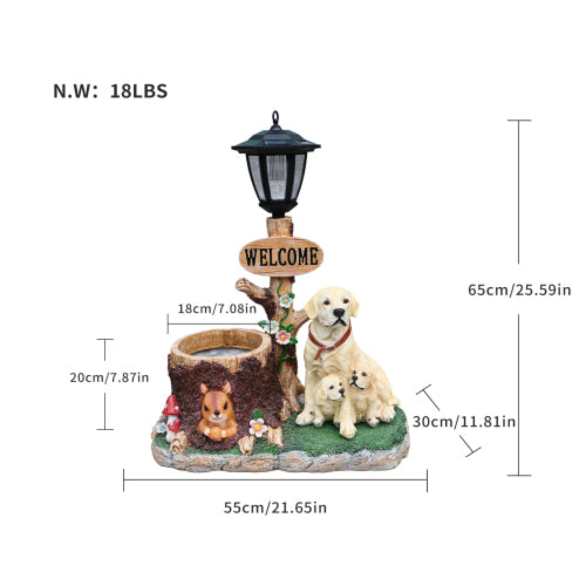 Labrador Dog Family Shaped Planter Statue with Gentle Design for Home Gardening Use