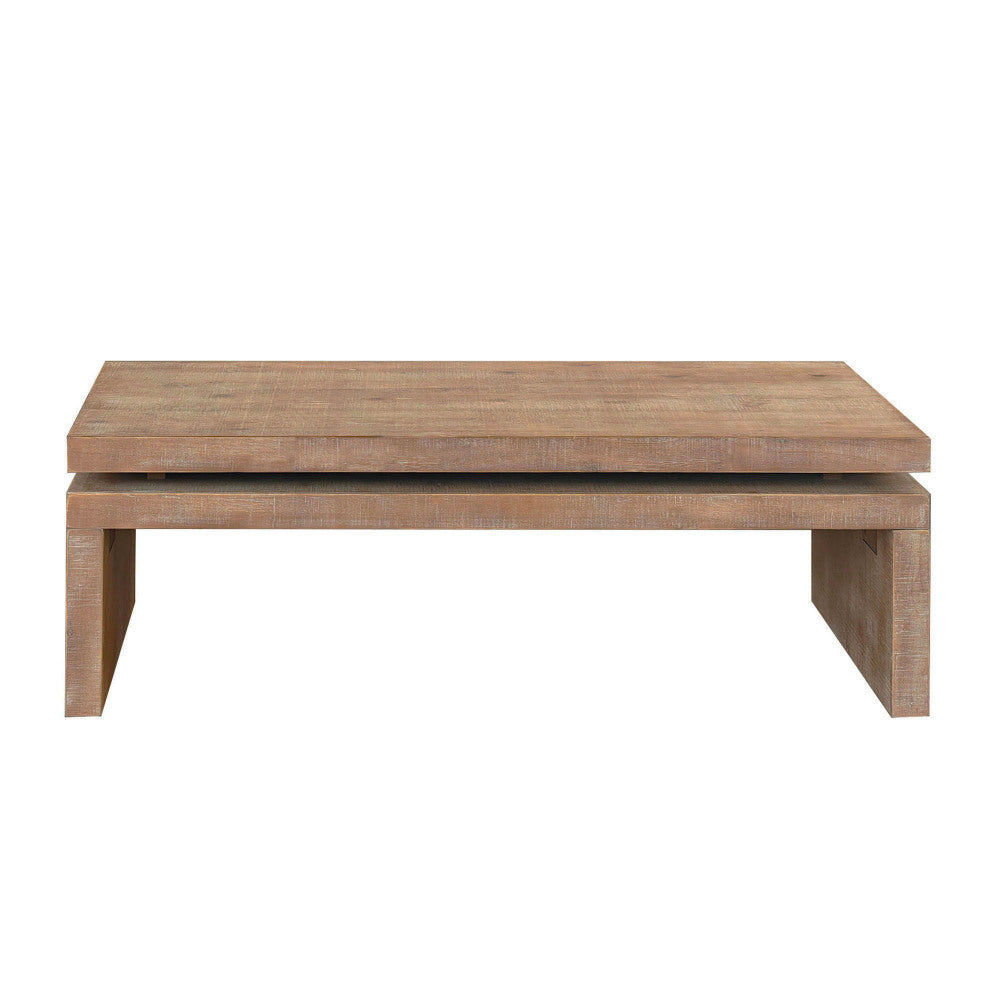 Chic Crate - Modern Rustic Wood Coffee Table with Natural Wood Grain Texture - Rectangular Living Room Center Table 47.6" L * 23.6" W * 16.3" H