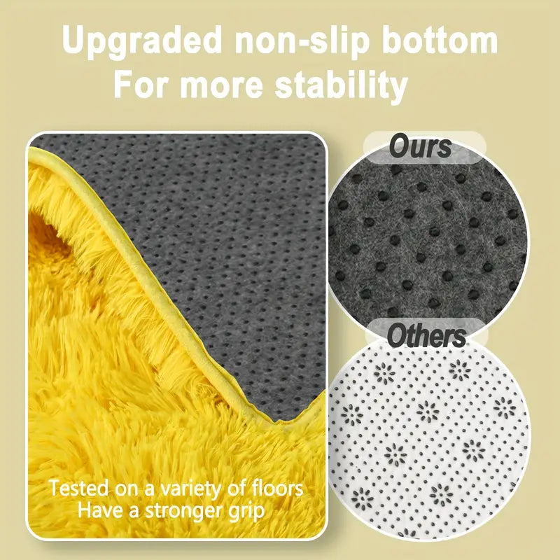 Bright Yellow Shag Rug, Ultra Soft 1.7" Thick, Non-Slip Backing, for Bedroom or Living Room