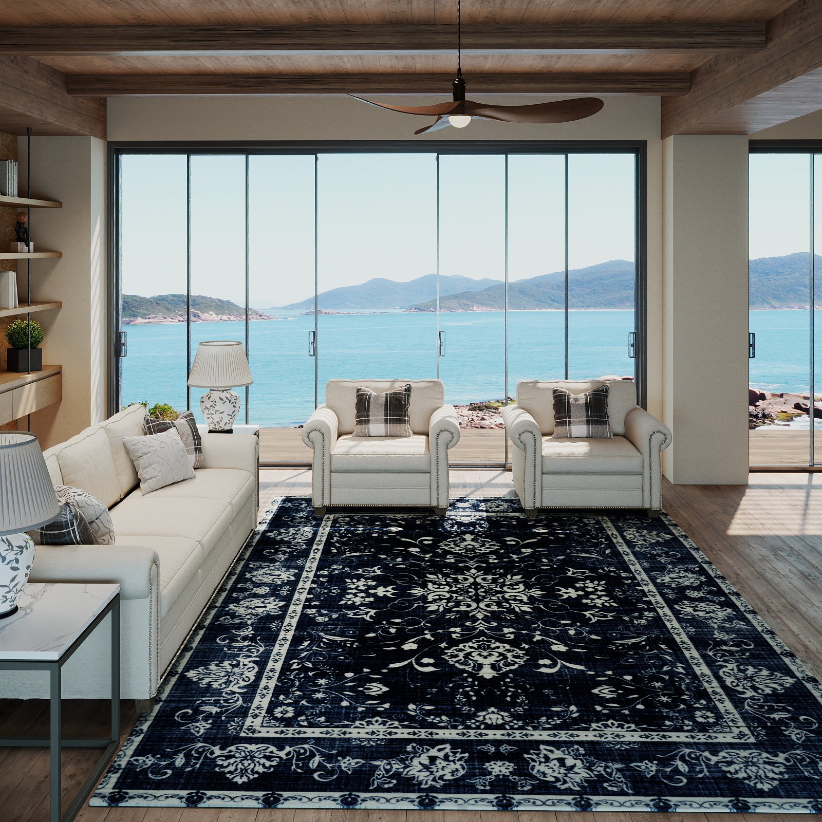 5x7ft Washable Abstract Print Multi-Color Area Rug, Thin Distressed Non-Slip Carpet for Living Room Bedroom,  Home Decor