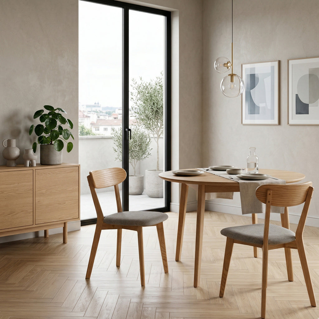 Set of 2/4 Minimalist Solid Oak Dining Chairs Kitchen 47.5x55.5x78cm